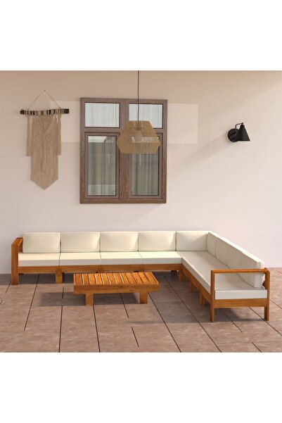 Concept Σετ επίπλων κήπου με Διακοσμητικό μαξιλάρι σε κρεμ λευκό χρώμα, 9 τεμ...