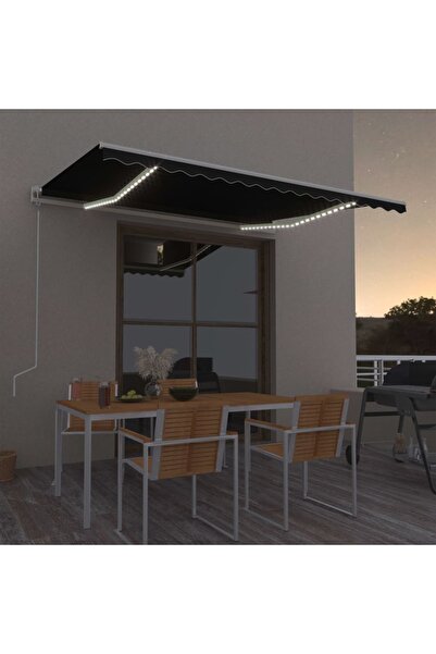 Concept Copertină automată cu senzor vânt & LED, antracit, 400x350 cm