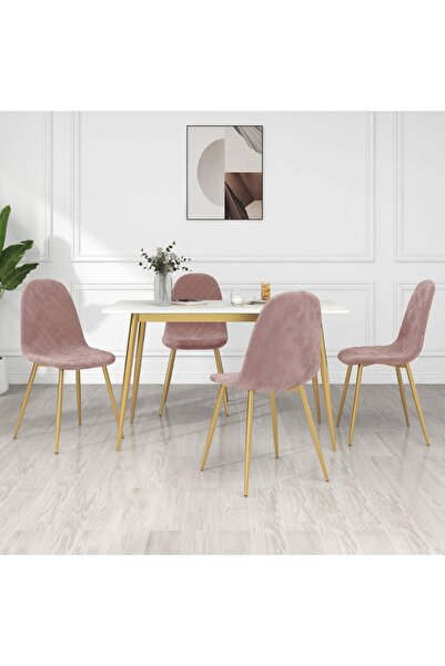 Concept Scaune de bucătărie, 4 buc., roz, catifea