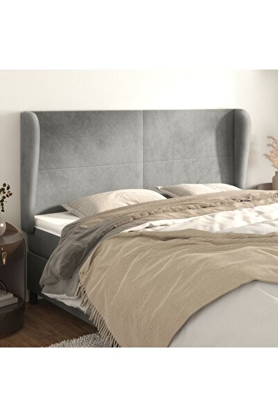 Concept Tăblie de pat cu aripioare gri deschis 203x23x118/128cm catifea