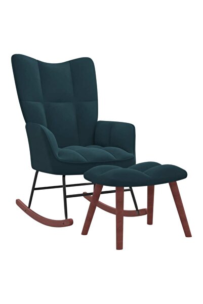 Concept Κουνιστή πολυθρόνα με σκαμπό, μπλε, Βελούδο