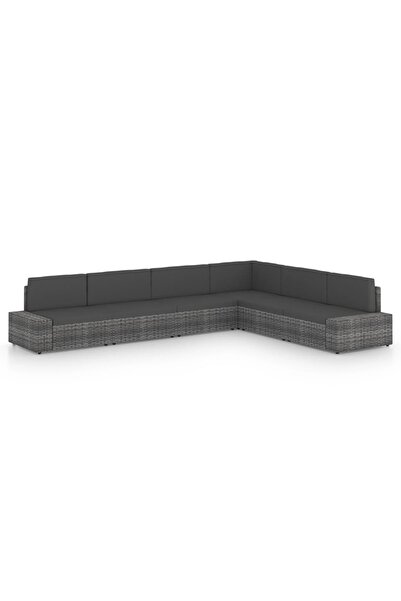 Concept 6-piece garden furniture set with cushions, grey, polyrattan