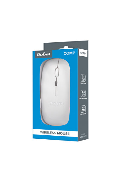 Rebel Wireless Mouse, WM210, White, Standard, 800-1600 DPI, Ergonomic Design