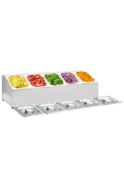 Concept Recipient Gastronorm cu 5 secțiuni GN 1/6 oțel inoxidabil