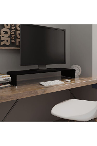 Concept Стъклена стойка за телевизор/монитор, 90x30x13 см, черна