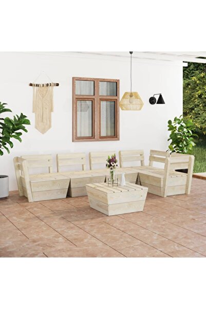 Concept Set mobilier palet pentru grădină 6 piese lemn de molid tratat