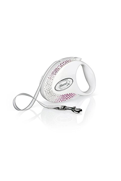 Flexi Glam m Size White 5Mt Ribbon Leash