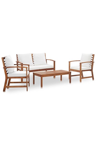 Concept Σετ επίπλων κήπου με μαξιλάρια, 4 τεμάχια, από μασίφ ξύλο ακακίας