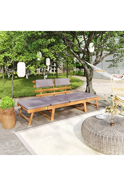 Concept Παγκάκι κήπου με μαξιλάρια 2 σε 1, 190 cm, από μασίφ ξύλο ακακίας