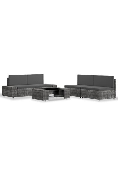 Concept Set mobilier de grădină, 5 piese, gri, poliratan