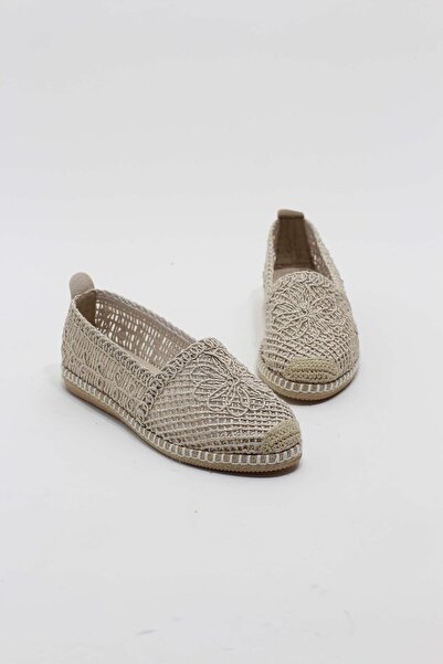 lizel LZ072 BEJ RENK TRİKO KADIN ESPADRİL AYAKKABI