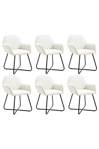 Concept Scaune de bucătărie, 6 buc., crem, material textil