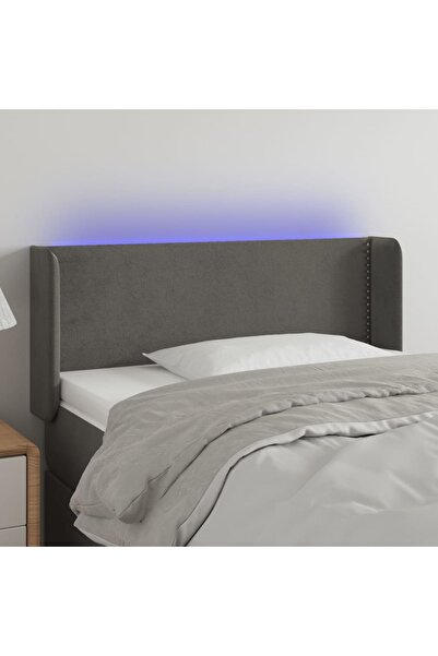 Concept Tăblie de pat cu LED, gri închis, 103x16x78/88 cm, catifea