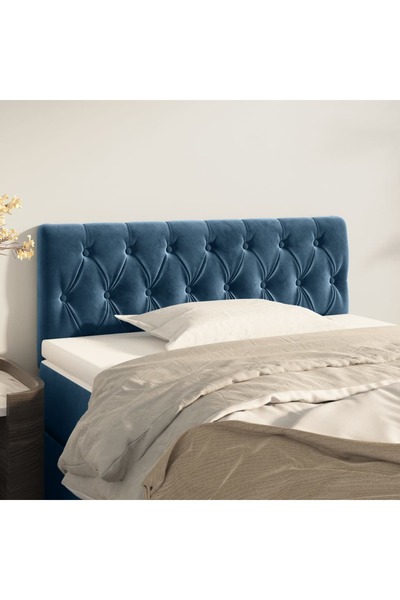 Concept Tăblie de pat, albastru închis, 90x7x78/88 cm, catifea