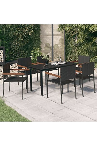 Concept Set mobilier de grădină, 7 piese, negru