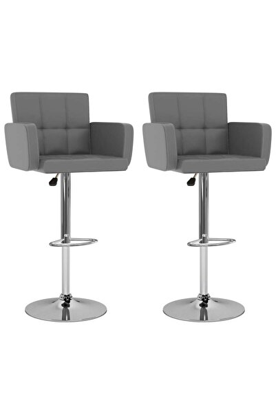 Concept Σκαμπό μπαρ, 2 τεμ., γκρι, οικολογικό Δερμάτινο