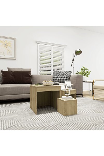 Concept Στοιβαζόμενα τραπεζάκια σαλονιού, 3 τεμ., δρυς sonoma, μοριοσανίδα