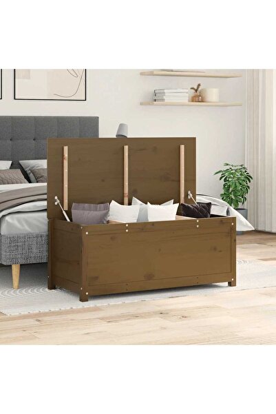 Concept Κουτί αποθήκευσης, μελί καφέ, 110x50x45,5 cm, μασίφ ξύλο πεύκου