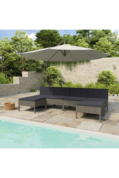 Concept Set mobilier de grădină cu perne, 6 piese, gri, poliratan