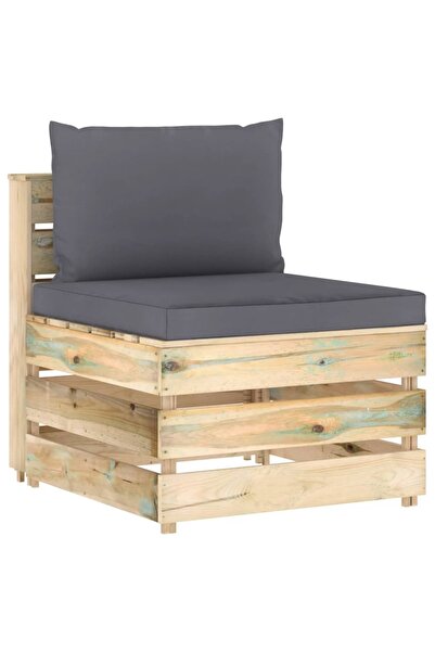 Concept Canapea de mijloc modulară cu perne, lemn verde tratat