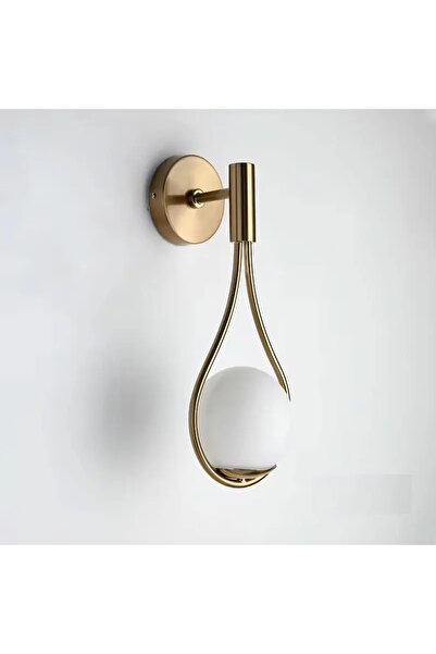 luminastar Wall Lamp Tear Drop E14, 1 White Globe, 230V, Gold