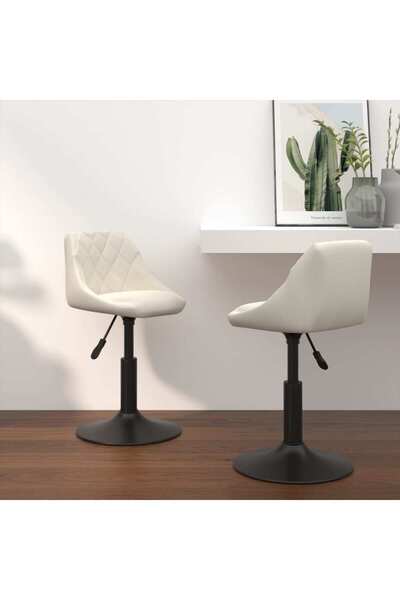 Concept Scaune de bucătărie pivotante, 2 buc., crem, catifea