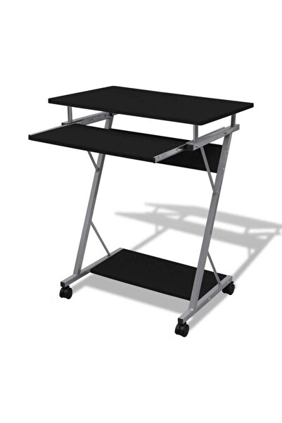 Concept Γραφείο φοιτητή με συρόμενο ράφι, μαύρο