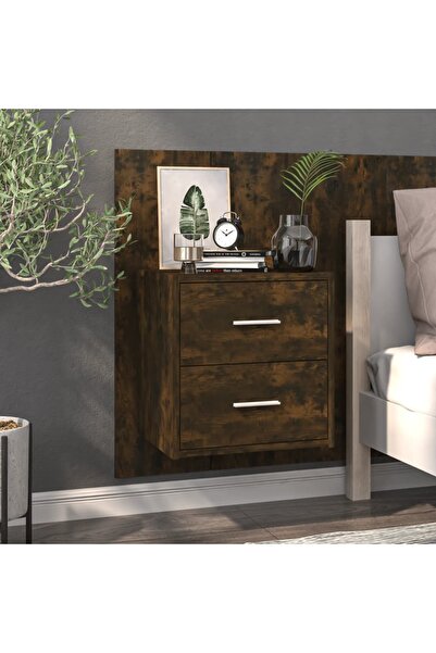 Concept Επιτοίχιο κομοδίνο, καπνιστή δρυς, επεξεργασμένο ξύλο