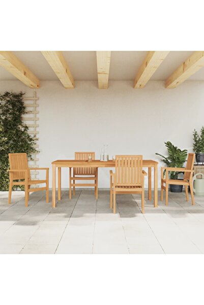 Concept Σετ τραπεζιού κήπου, από μασίφ ξύλο τικ, 5 τεμάχια