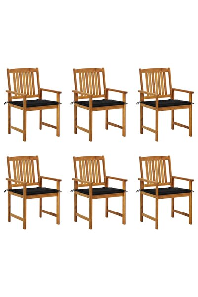 Concept Καρέκλες κήπου με μαξιλάρια, 6 τεμ., από μασίφ ξύλο ακακίας