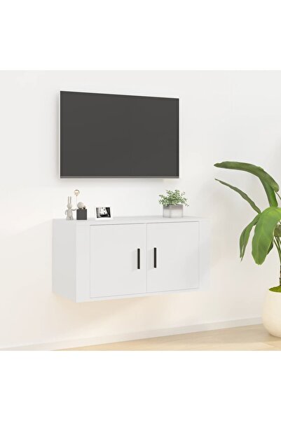 Concept Επιτοίχιο έπιπλο τηλεόρασης, λευκό, 80x34,5x40 εκ.