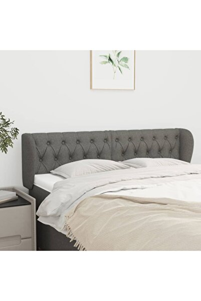 Concept Tăblie de pat cu aripioare gri închis 163x23x78/88 cm textil