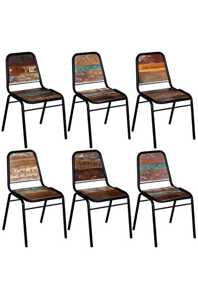 Concept Καρέκλες κουζίνας, 6 τεμ., από μασίφ ανακυκλωμένο ξύλο