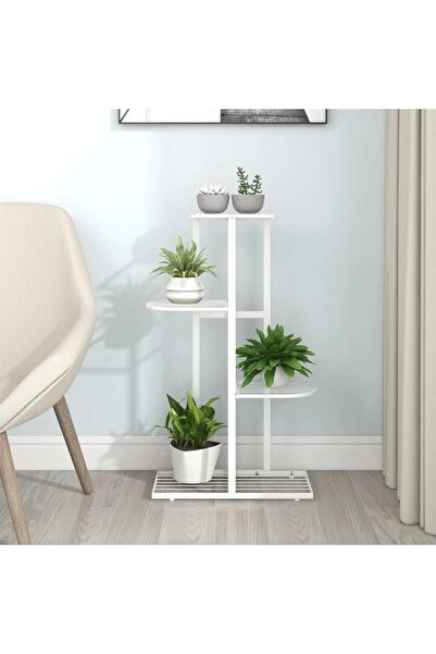 Concept Ζαρντινιέρα 4 επιπέδων, λευκή, 43x22x76 εκ., μεταλλική