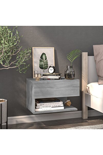 Concept Επιτοίχιο κομοδίνο, γκρι Sonoma, επεξεργασμένο ξύλο