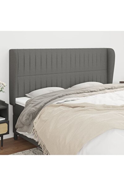 Concept Tăblie de pat cu aripioare gri închis 163x23x118/128 cm textil