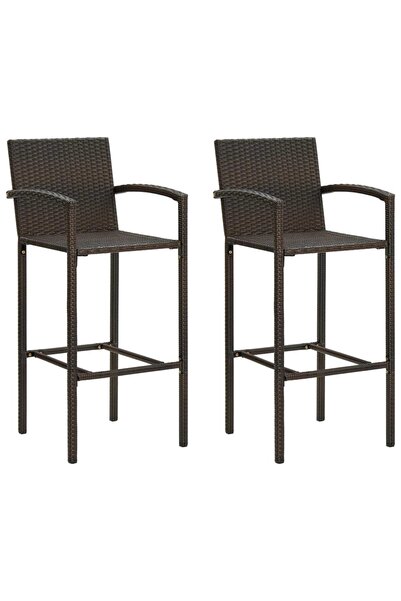 Concept Scaune de bar, 2 buc., maro, poliratan
