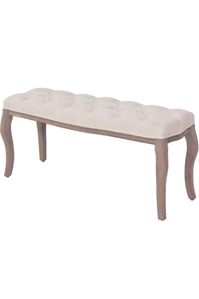 Concept Πάγκος, κρεμ λευκό, 110x38x48 εκ., καμβάς και μασίφ ξύλο