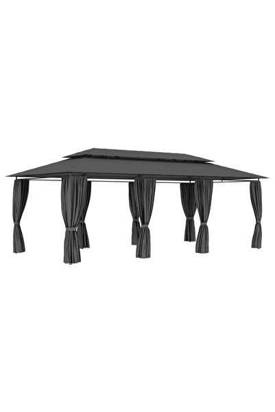 Concept Pavilion cu perdele, antracit, 600 x 298 x 270 cm