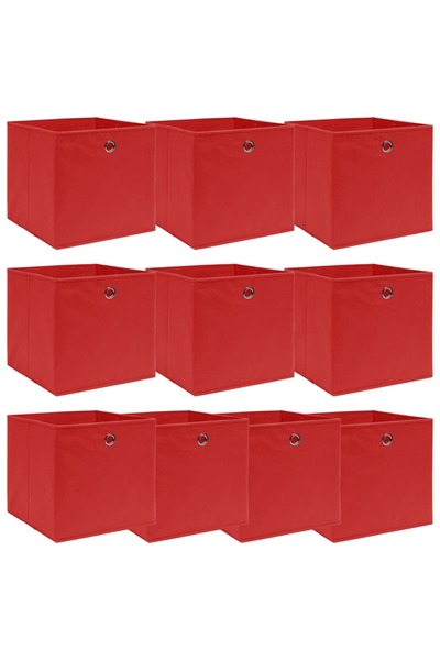 Concept Κουτιά αποθήκευσης, 10 τεμ., κόκκινο, 32x32x32 cm, ύφασμα