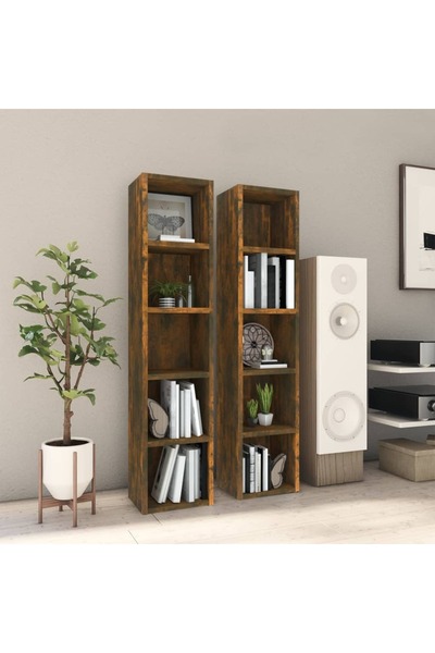 Concept Dulap CD-uri 2 buc. stejar fumuriu 21x16x93,5 cm lemn prelucrat