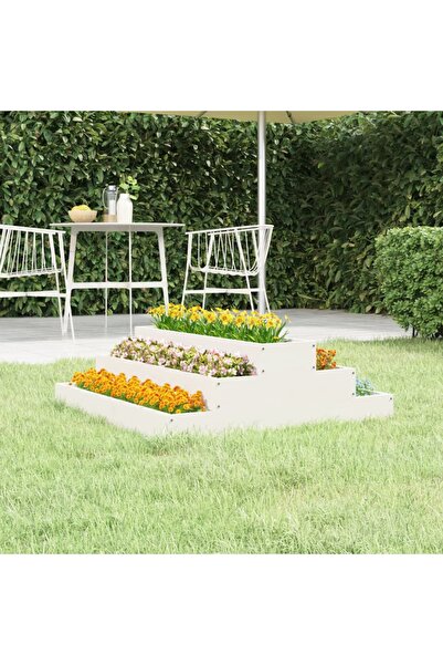 Concept Γλάστρα, λευκή, 80x80x27 cm, από μασίφ ξύλο πεύκου