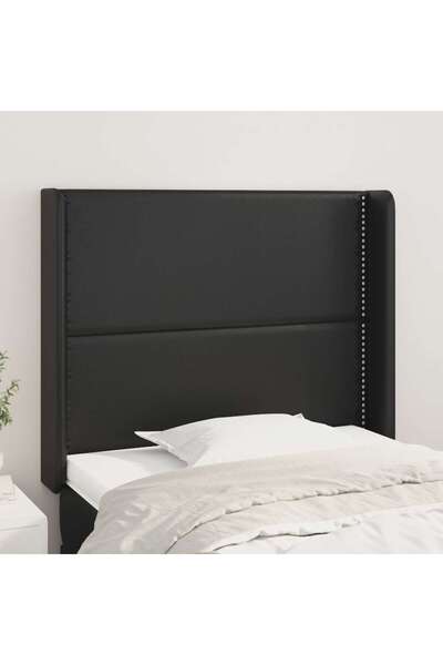 Concept Κεφαλάρι κρεβατιού με φτερά, μαύρο, 103x16x118/128 cm, Δερμάτινο