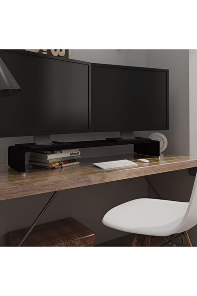 Concept Stand TV/Suport monitor, sticlă, 110x30x13 cm, negru