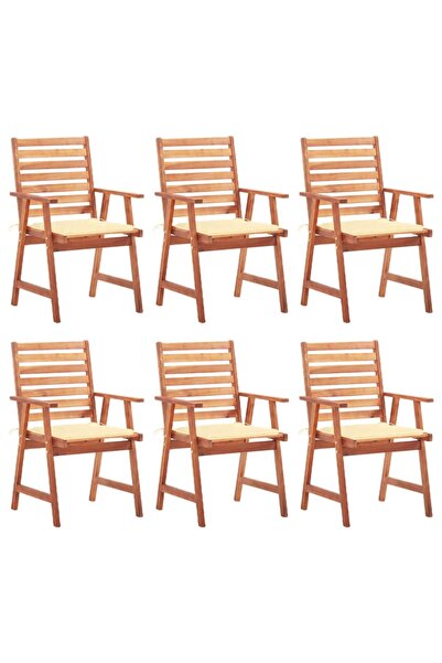 Concept Καρέκλες εξωτερικού χώρου με μαξιλάρια, 6 τεμ., από μασίφ ξύλο ακακίας