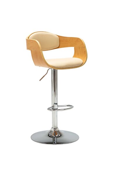 Concept Scaun de bar, crem, lemn curbat și piele ecologică