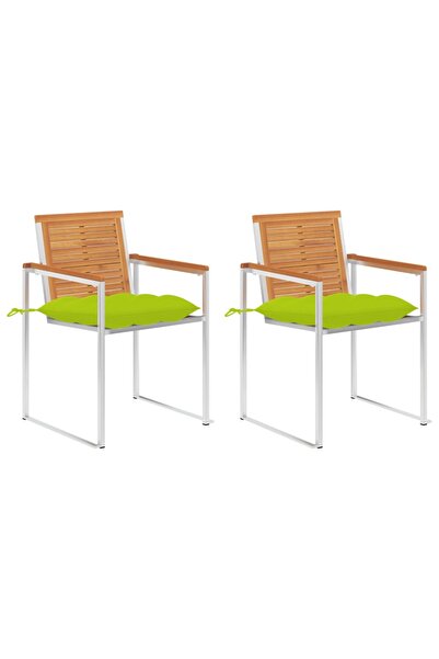 Concept Καρέκλες κήπου με μαξιλάρια, 2 τεμ., από μασίφ ξύλο ακακίας και χάλυβα