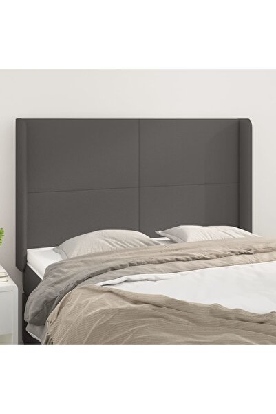 Concept Tăblie de pat cu aripioare gri 147x16x118/128 cm piele