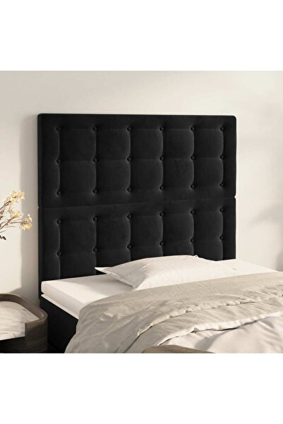 Concept Tăblii de pat, 2 buc, negru, 100x5x78/88 cm, catifea