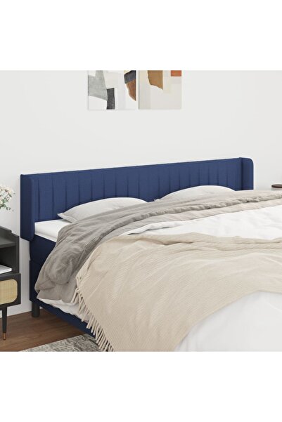 Concept Tăblie de pat cu aripioare albastru 163x16x78/88 cm textil